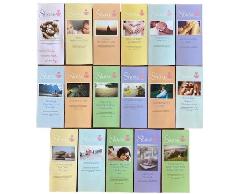 Product Description: To order a specific topic, please click on the below:</br></br>Share Brochure</br>Early Pregnancy Loss</br>Ectopic Pregnancy Loss</br>When a Baby is Born Still</br>The Loss of A Newborn</br>Lactation After Loss</br>Ways to Support a Parent When a Baby Has Died</br>Grieving Together as a Couple</br>A Father's Grief</br>Children's Grief</br>Grandparents Grief</br>A Teenager's Grief When Their Baby Has Died</br>Creating Keepsakes When a Baby Dies</br>Special Days</br>Share Companions</br>Caring for Yourself</br>Healing After a Difficult Decision</br>Understanding The Grief Process</br> Share Brochures by Topic