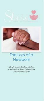 Product Description: A reference for those who have experienced the death of a baby in the first few months of life. This brochure Includes information on: grieving process for bereaved parents,ways tomemorializeyour baby, self-care tips, and expressing your grief to others.</br></br>25 brochures: $20</br>50 brochures: $40</br>100 brochures: $60</br></br>Please call the office to order a packet of multiple topics - 636-947-6164.</br> The Loss of a Newborn: Share Informational Brochur