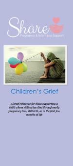 Product Description: A brief reference for those supporting a child whose sibling has died through early pregnancy loss, stillbirth, or in the first few months of life.</br></br>25 brochures: $20</br>50 brochures: $40</br>100 brochures: $60</br></br>Please call the office to order a packet of multiple topics - 636-947-6164.</br> Children's Grief: Share Informational Brochure