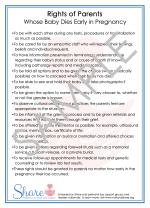 Product Description: Rights of Parentscards: Rights of Parents in Early Pregnancy Loss. Card measures 5" x 7". Sold in packs of 10 or 25.</br> Rights of Parents in Early Pregnancy Loss